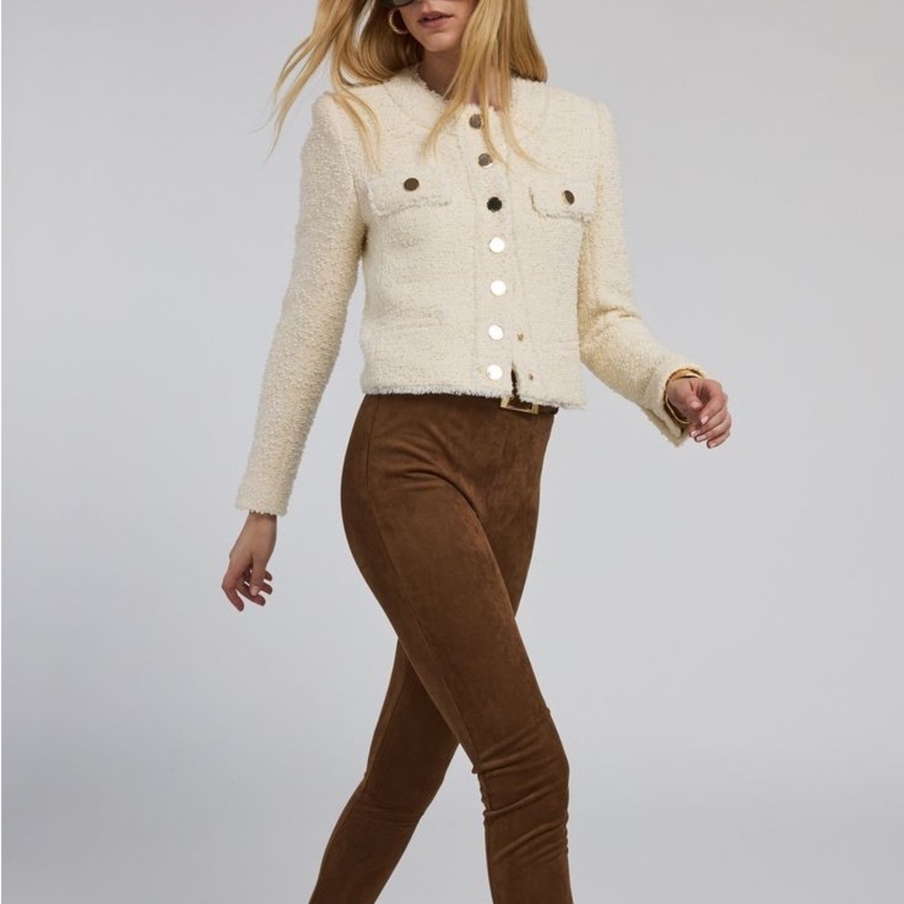 NWT Generation Love New York Kennedi Tweed Jacket Boucle Preppy Cream White Sz M